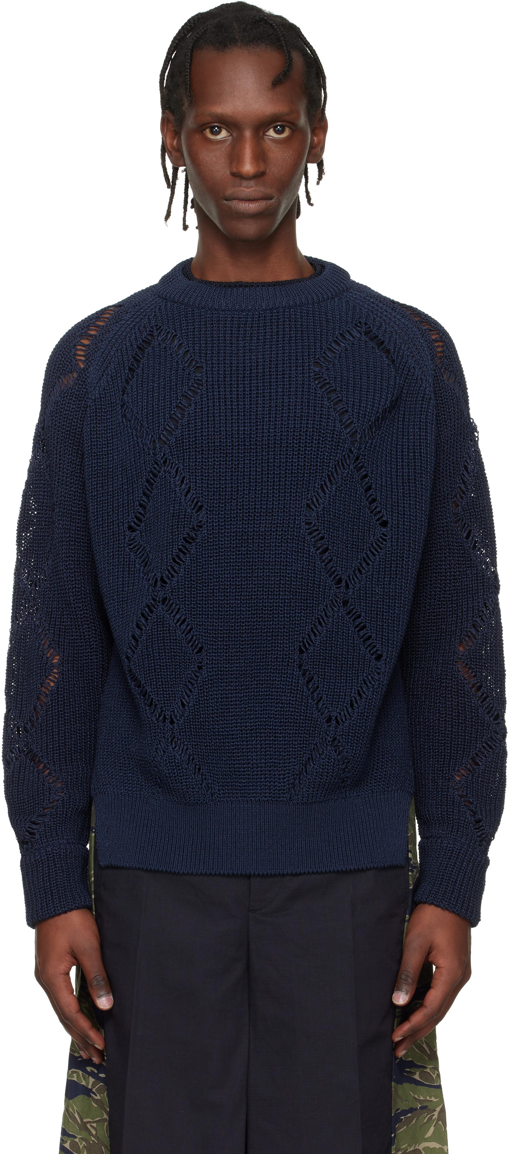 Toga Virilis Motif Knit Pullover Sweater in Blue for Men | Lyst
