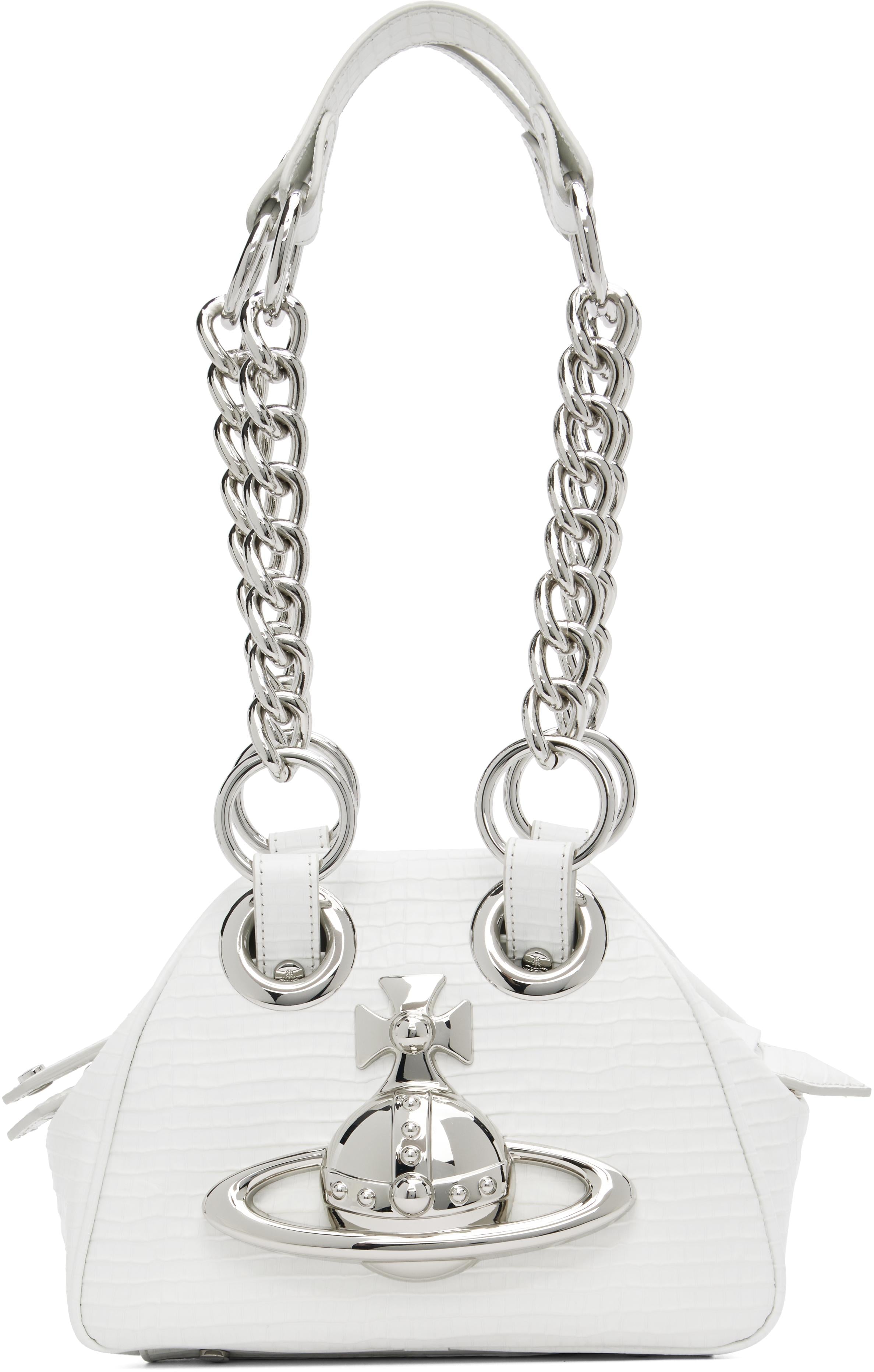 Vivienne Westwood ホワイト Archive Orb チェーン ハンドバッグ