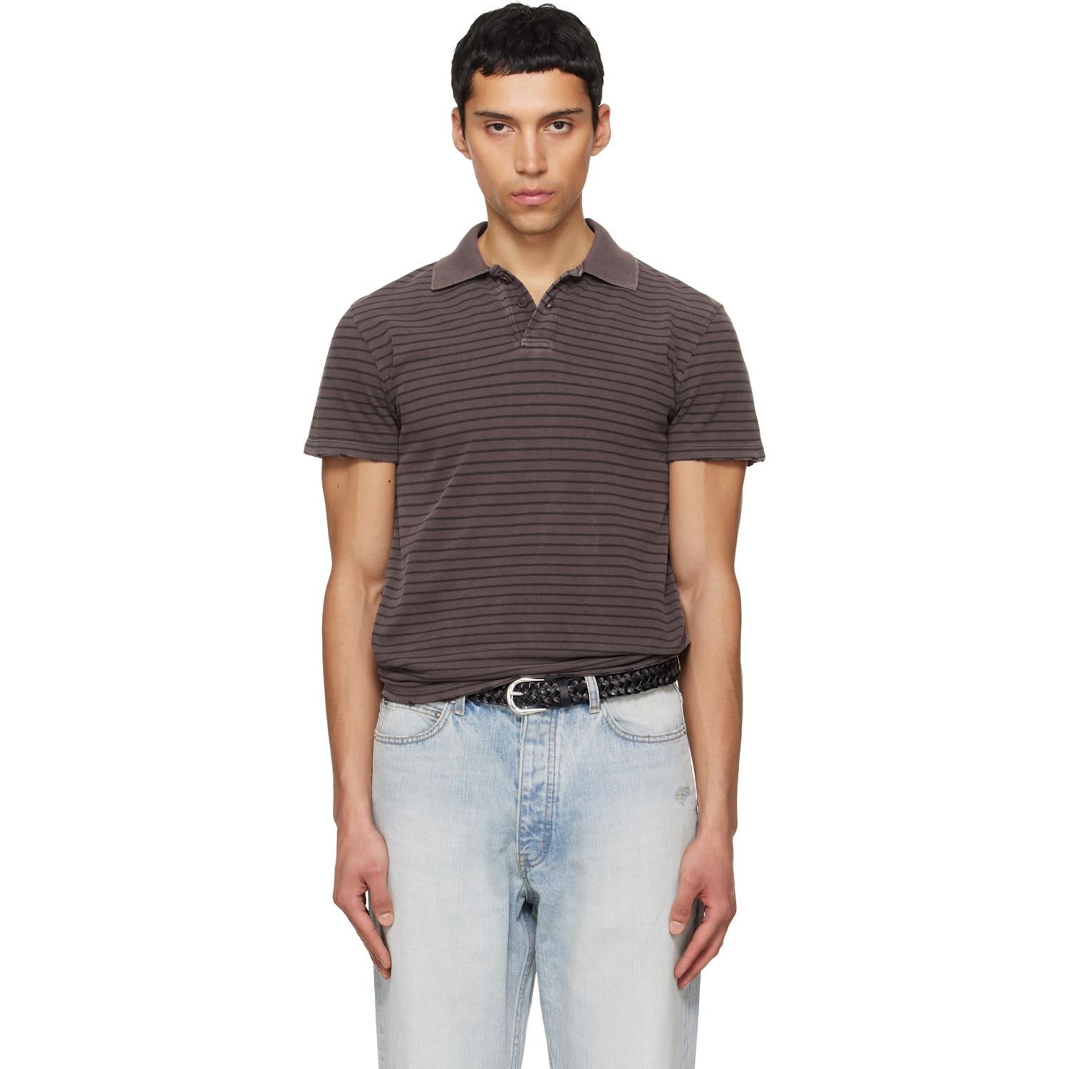 Tonywack Garment Dyed Stripe Pique Polo in Black for Men | Lyst
