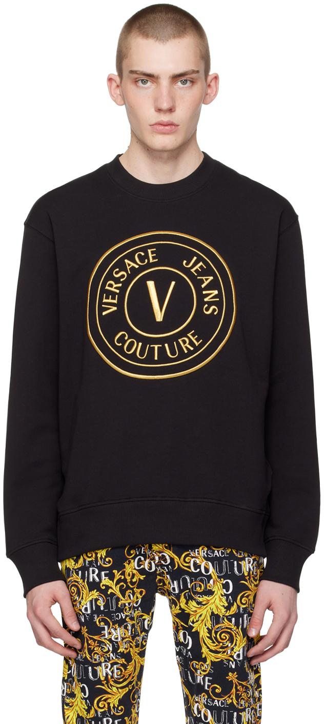 Versace Jeans Couture メンズ ブラック レターvエンブレム スウェット 