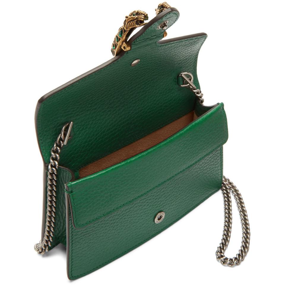 Gucci Leather Green Super Mini Dionysus Bag - Lyst
