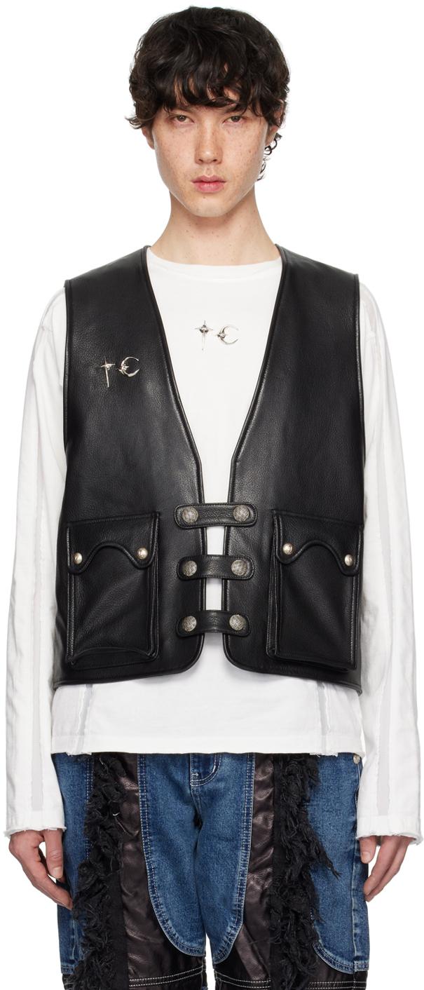 THUG CLUB Hardware Leather Vest in Black for Men | Lyst