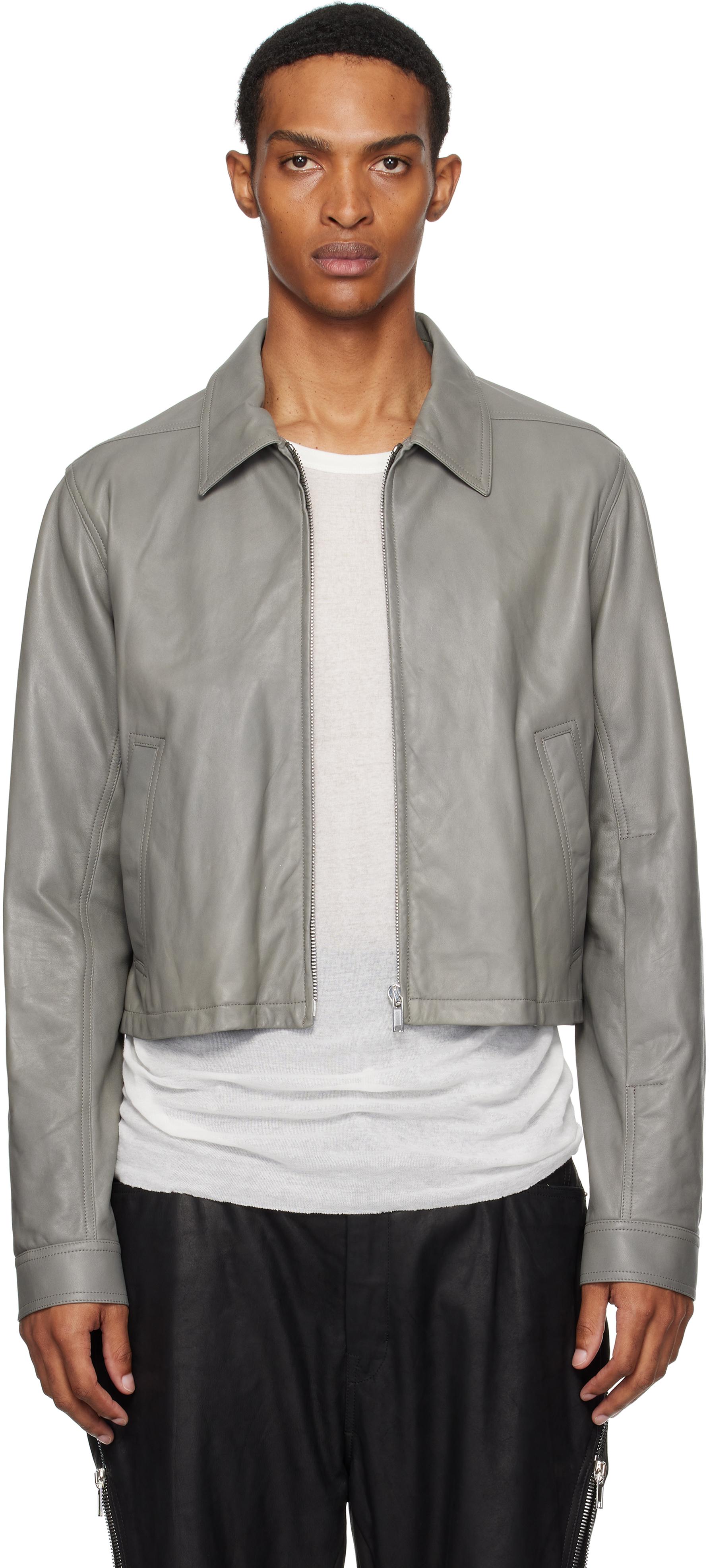 Rick Owens Concordians Alice Brad Leather Jacket in Gray for Men