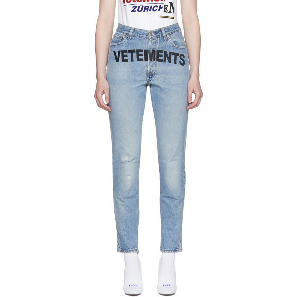Vetements Blue Levis Edition Logo Jeans | Lyst