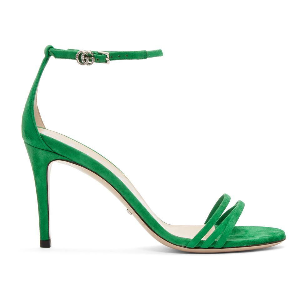 Gucci Green Suede Isle Heeled Sandals | Lyst Canada