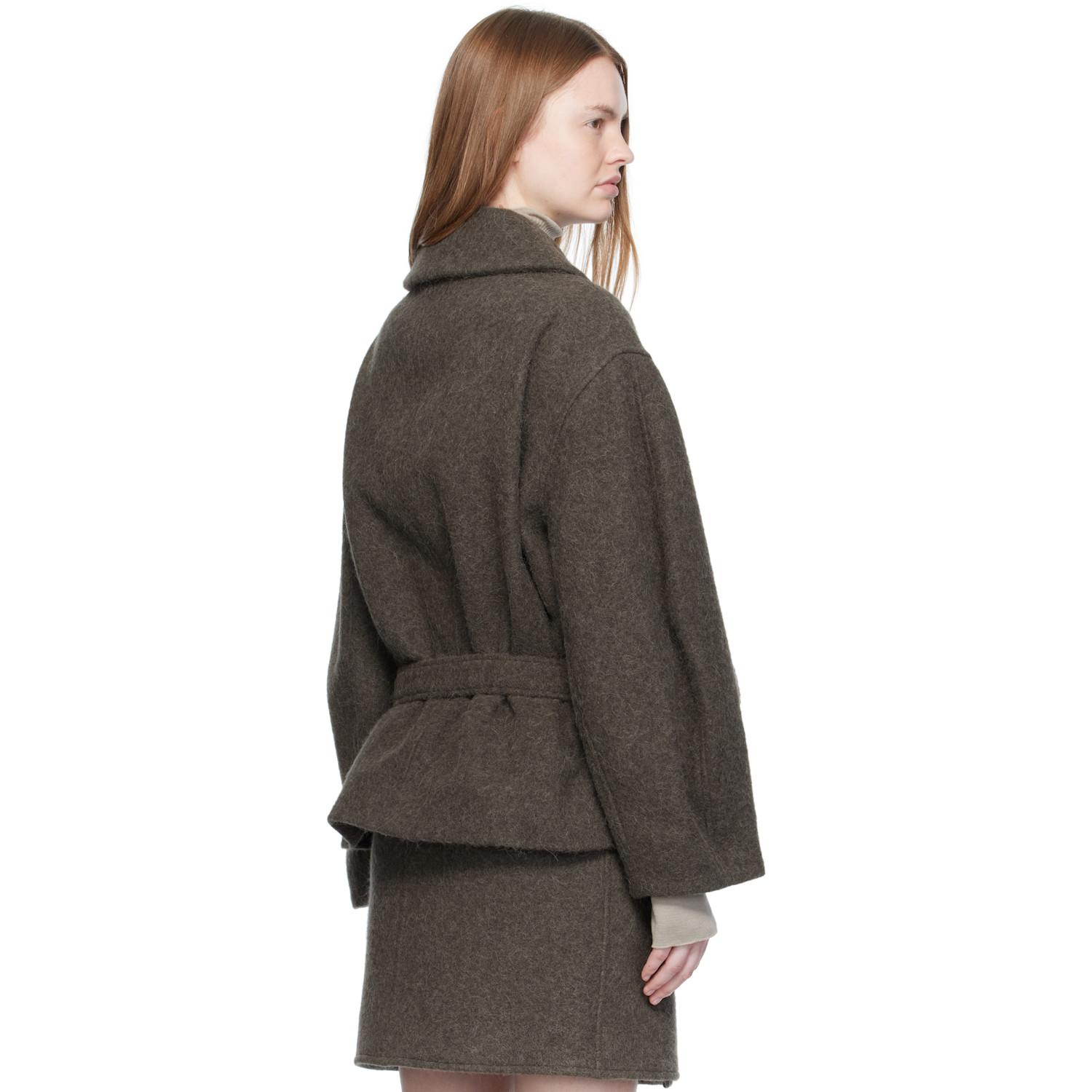 Lemaire Khaki Short Asymmetrical Bathrobe Coat in Black | Lyst