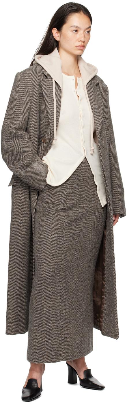 AURALEE レディース ブラック ブラウン ラマ シェットランドウール  