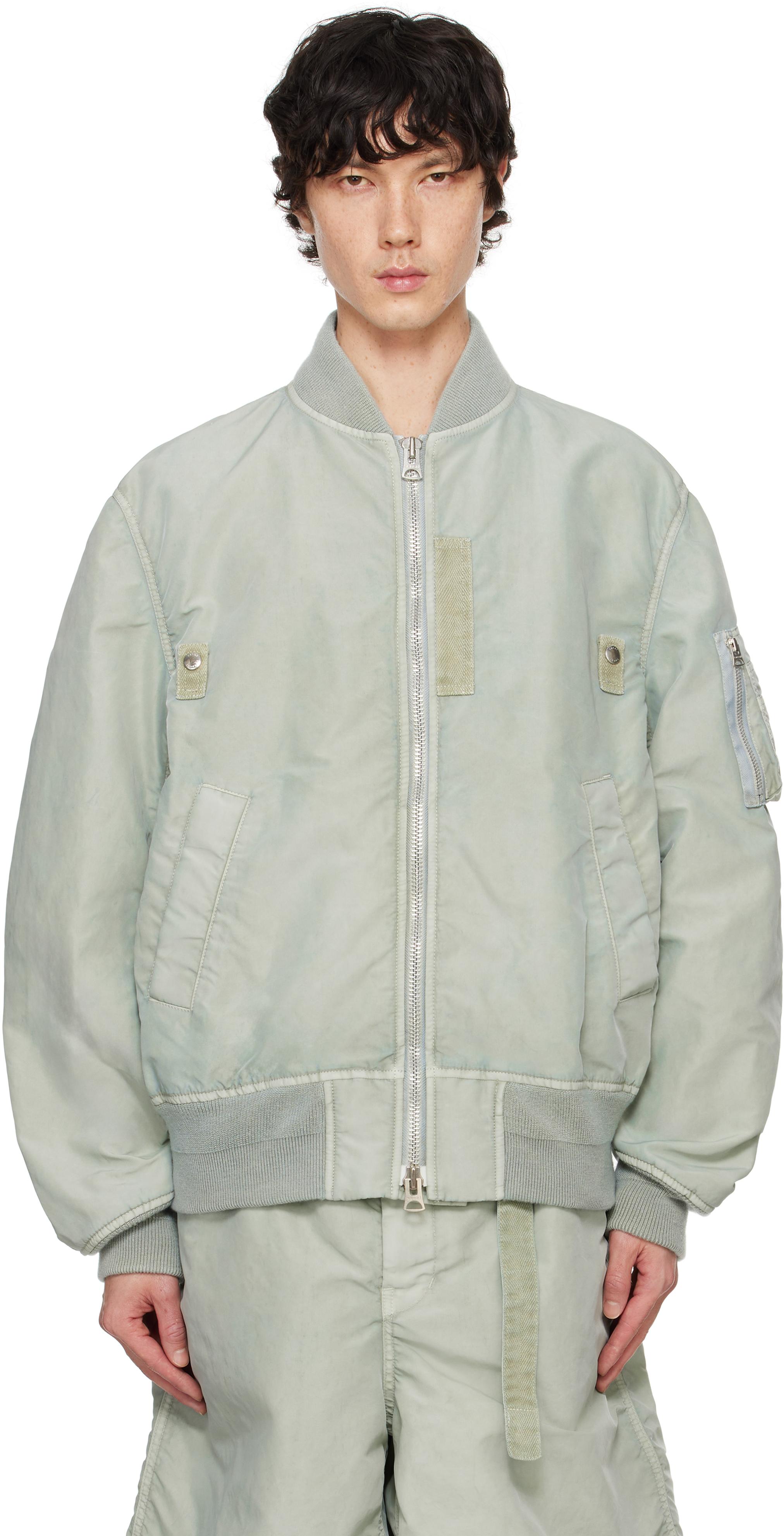 Sacai メンズ グレー ーン ガーメントダイ ナイロンツイル ボンバー 