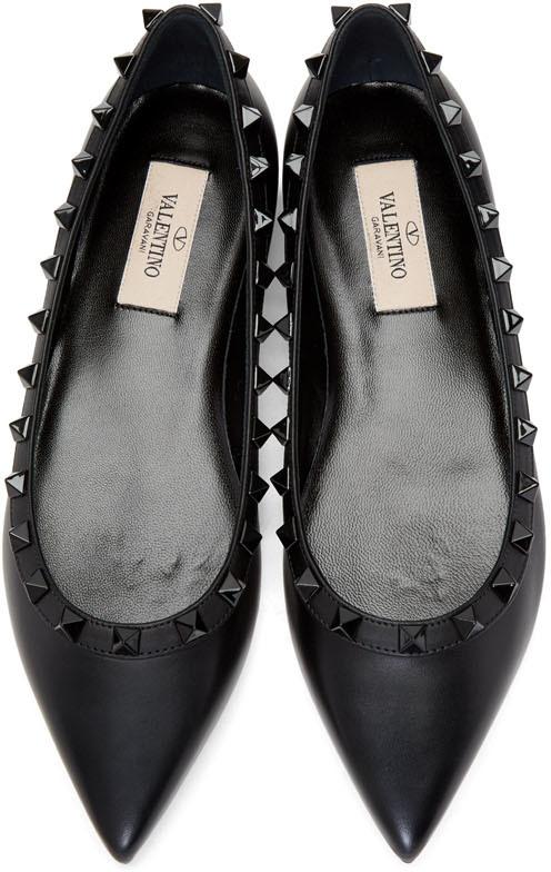 valentino black studded flats