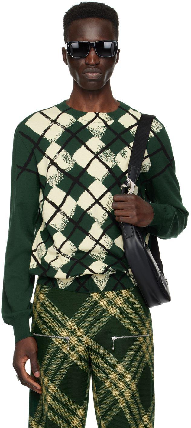 Burberry Green Argyle Sweater for Men Lyst