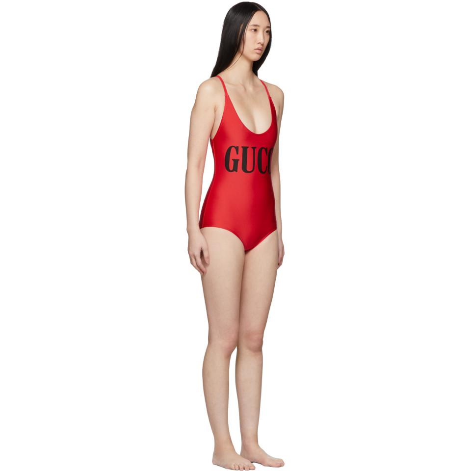 gucci red bathing suit