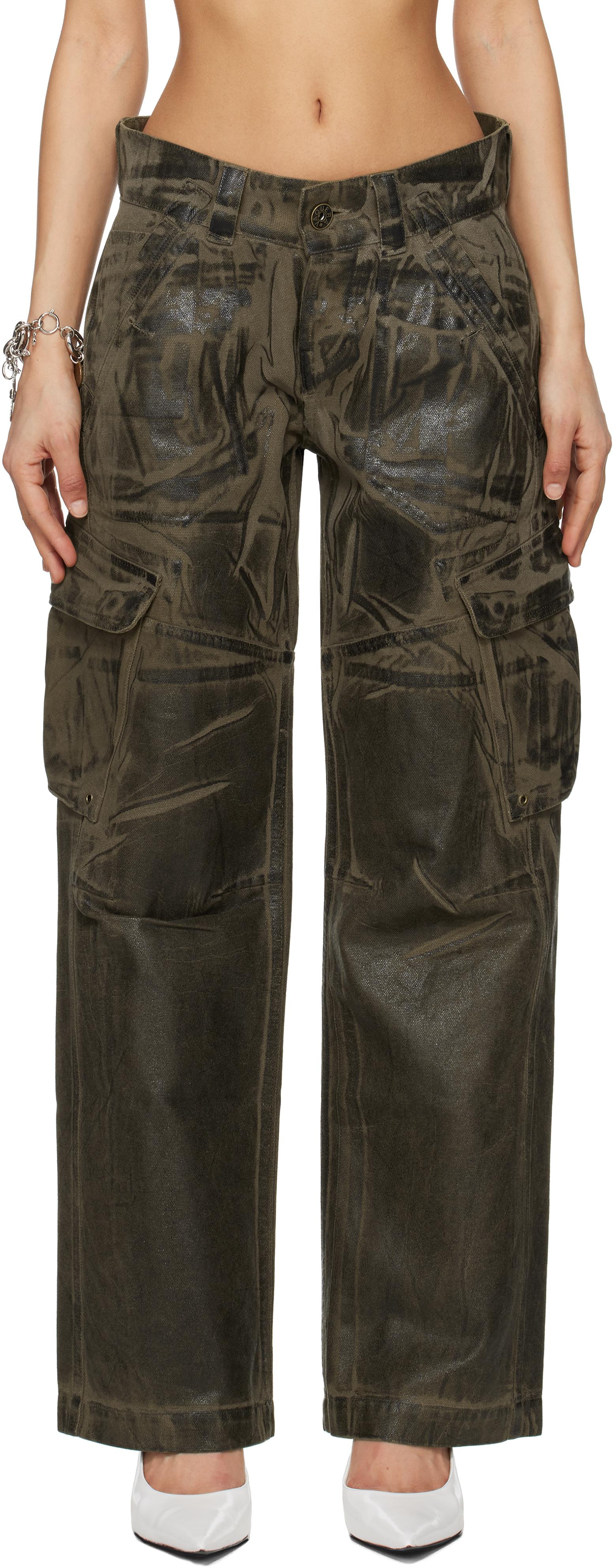 パンツ Vaqera vaquera-Khaki-Low-Rise-Cargo-