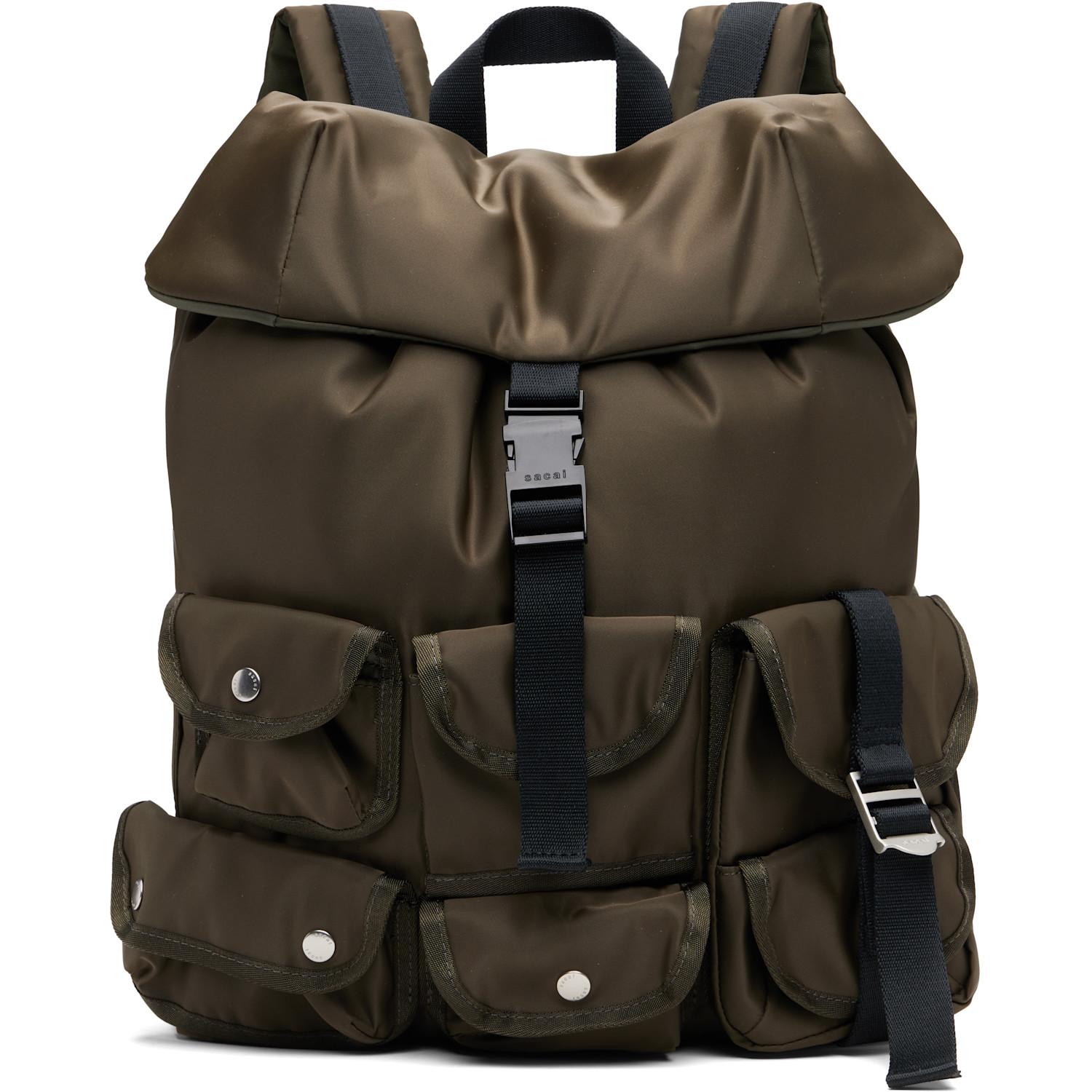 Sacai Pocket Back pack D/KHAKI 新品未使用 Sacai Khaki Nylon Backpack in Black for Men | Lyst