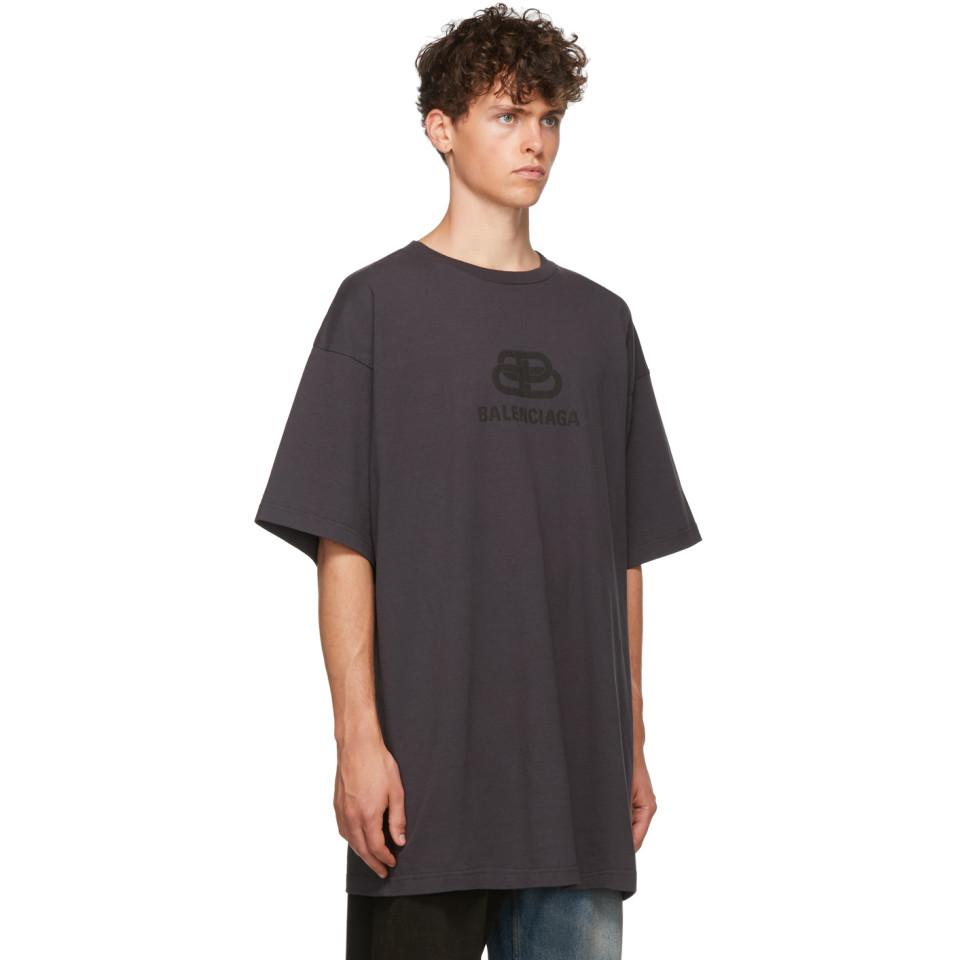 Balenciaga Black Washed Oversized Bb T-shirt for Men | Lyst