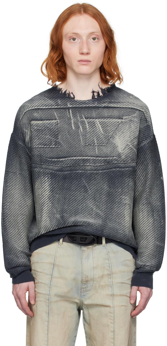 DIESEL リブ編みグレーセーター DIESEL ニット セーター Rib-knit top with oval d レディース