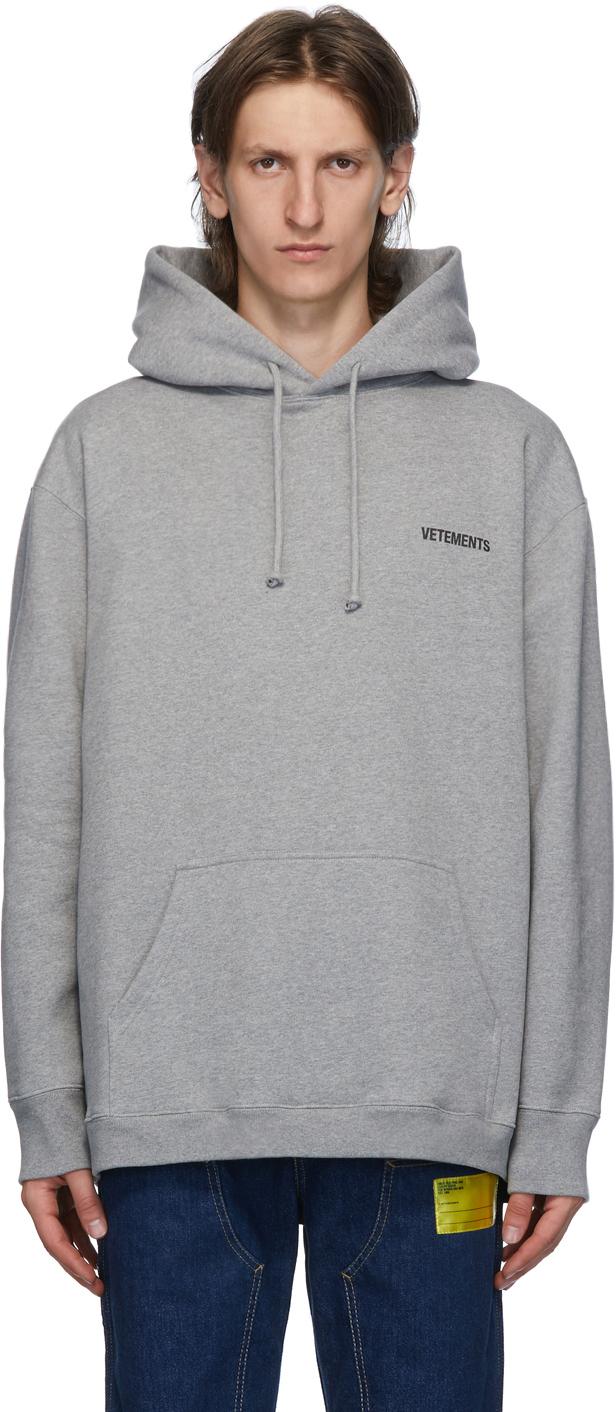 Vetements Logo Hoodie in Grey for Men Lyst Canada