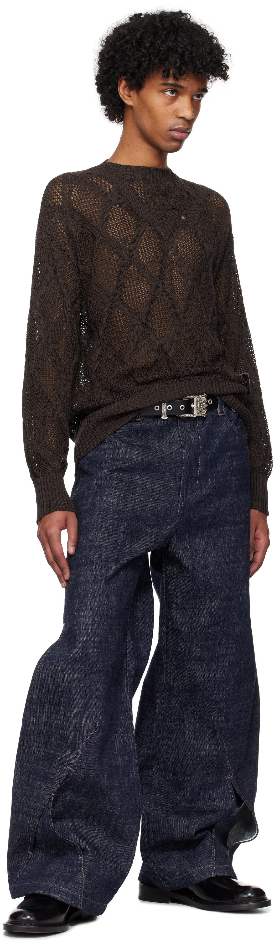 NULLUS Deconstructed Logenze Knitted Sweater in Black for NULLUS Deconstructed Logenze Knitted Sweater in Black for