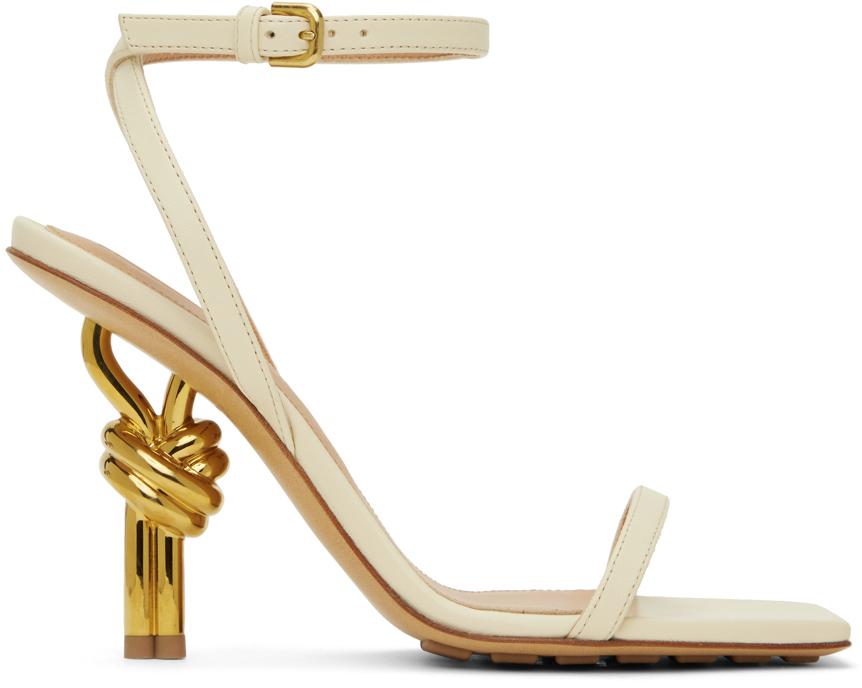 Bottega Veneta Off-white Knot Sandals in Metallic Lyst UK