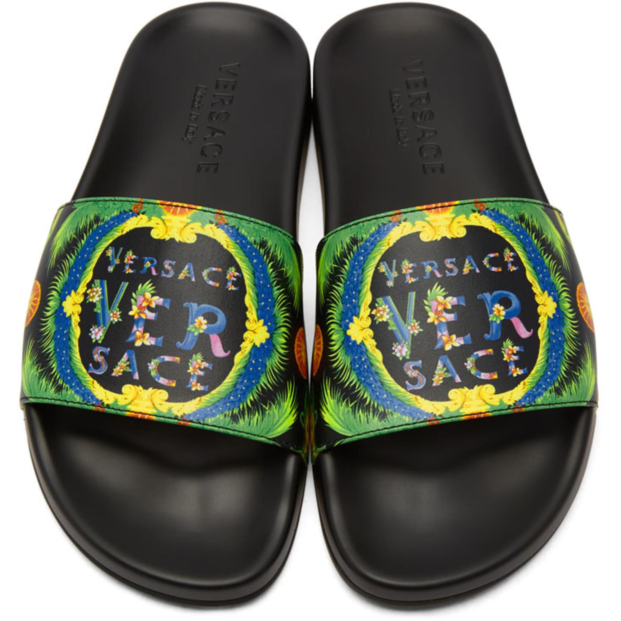 Versace Jeans Couture Women's Baroque Flip Flop Black Sandals