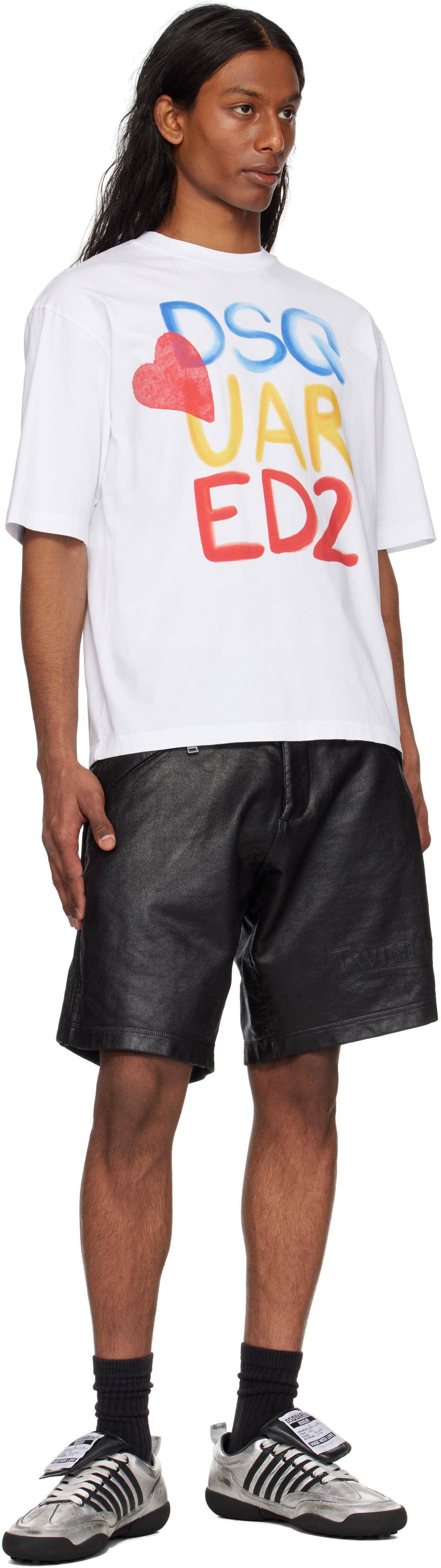 Tシャツ・カットソー Dsquared2 Summer Lovers Loose Fit Colourful Logo T-Shirt Dsquared2: White Summer Lovers Loose Fit Colourful Logo T