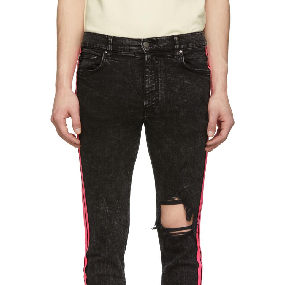 Amiri Denim Black And Pink Broken Track Jeans for Men - Lyst