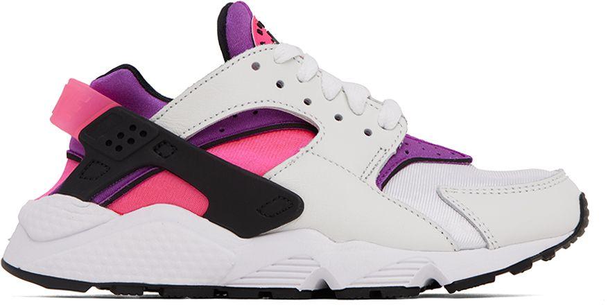 Nike White & Purple Air Huarache Sneakers in Black | Lyst