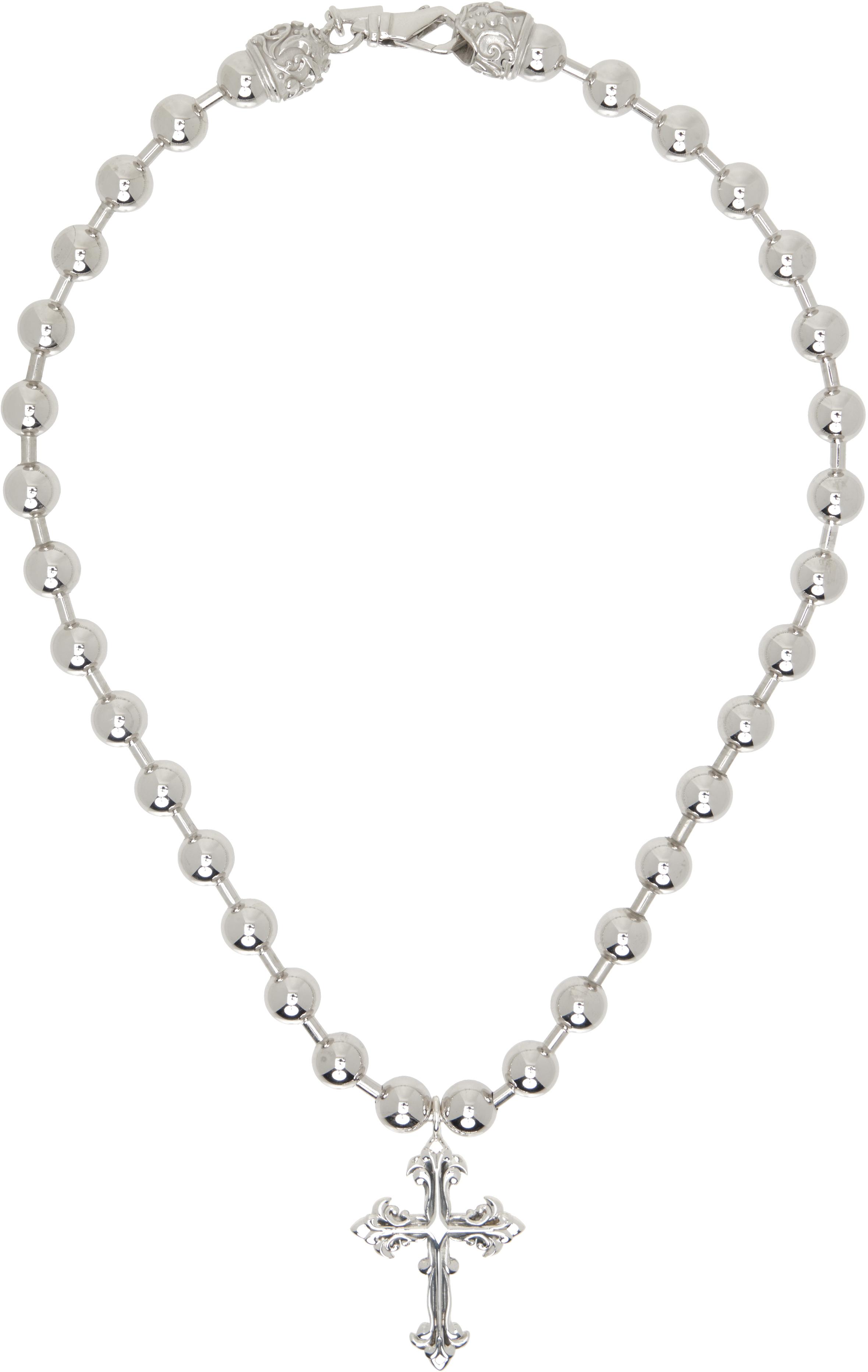 emanuele bicocchi ネックレス シルバー 関税込 emanuele bicocchi パール＆クロス シルバー ネックレス