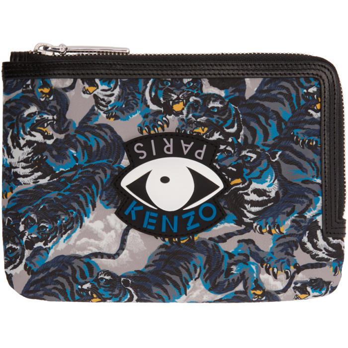 KENZO Leather Multicolor Flying Tiger & Eyes Multi Icons Passport Pouch Lyst