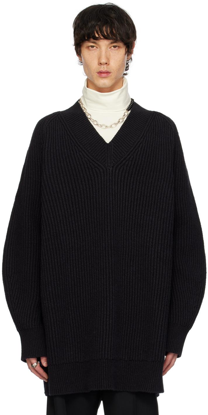 Jil Sander メンズ ブルー Vネックセーター セーター & ニット
