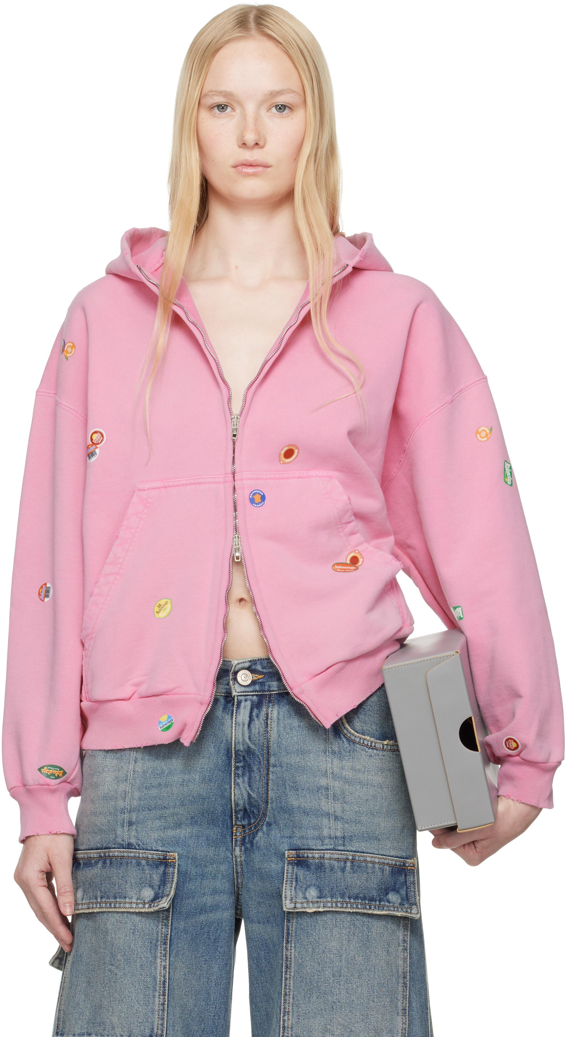 Balenciaga Fruity Zip-Up Hoodie Regular Fit in Pink | Lyst