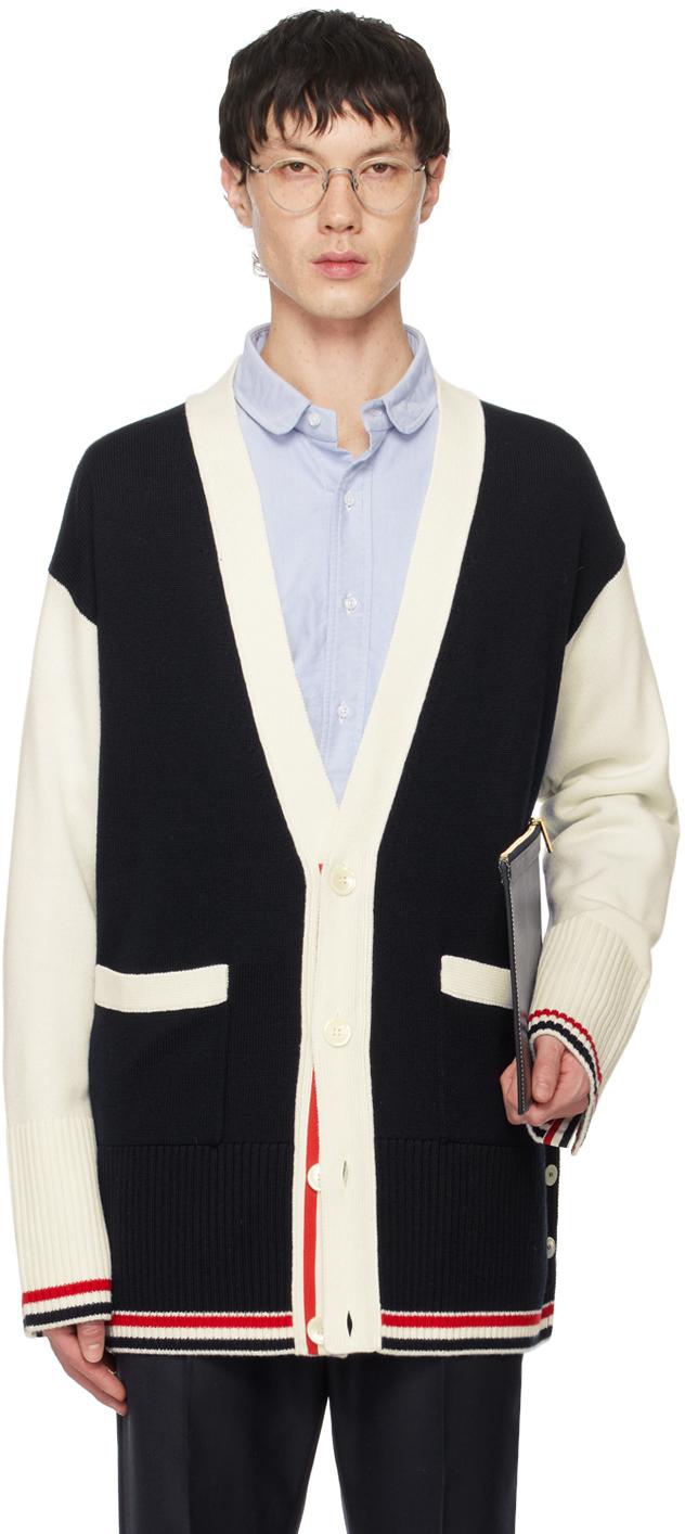Thom Browne メンズ ブルー Thom E ネイビー ストライプ カーディガン 
