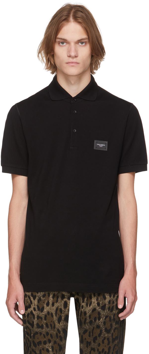 Dolce & Gabbana Cotton Polo Shirt With Logo Plaque in Nero 