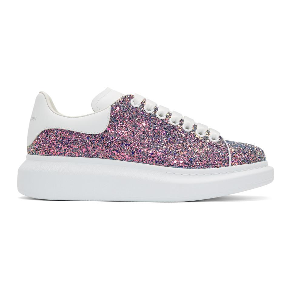 Alexander McQueen Leather 'oversized Sneaker' In Coarse Glitter - Save ...