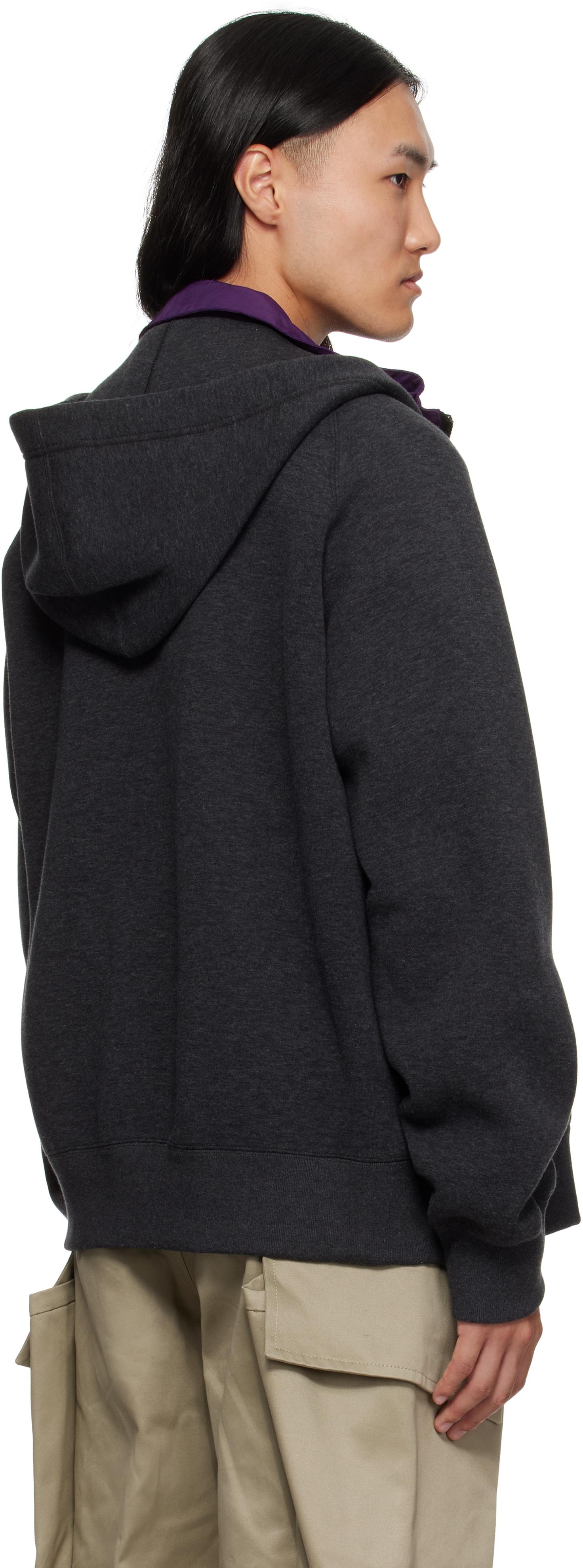 Sacai Sponge Sweat & Grosgrain Hoodie in Blue for Men | Lyst