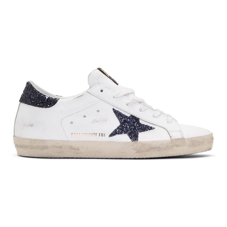 Golden Goose Deluxe Brand Leather Ssense Exclusive White Glitter ...