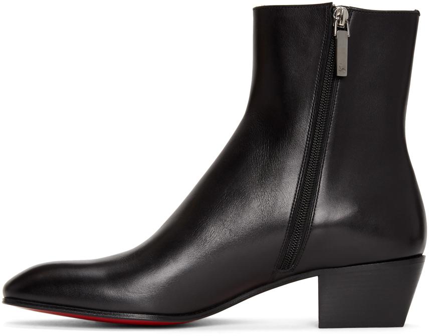 Christian Louboutin Men's Velvet Zip Ankle Boots W/ Chain In Black |  ModeSens