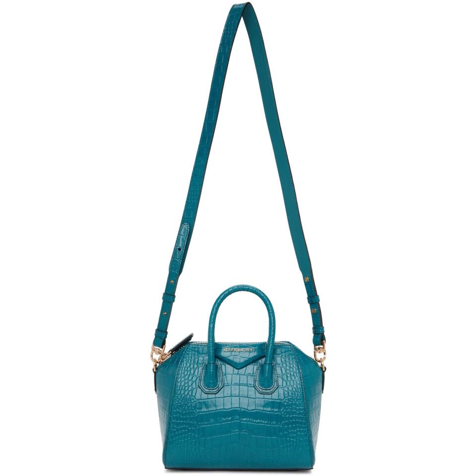 Givenchy Blue Croc Mini Antigona Bag | Lyst UK