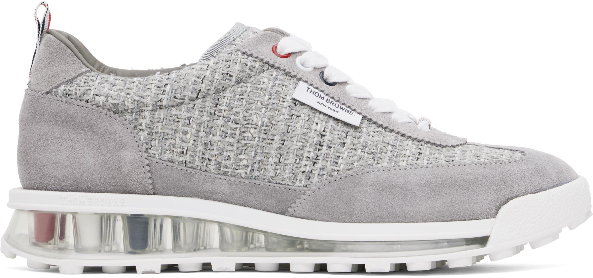 THOM BROWNE グレー スリムタイ メンズ Thom Browne グレー Tech コットン ツイード スニーカー