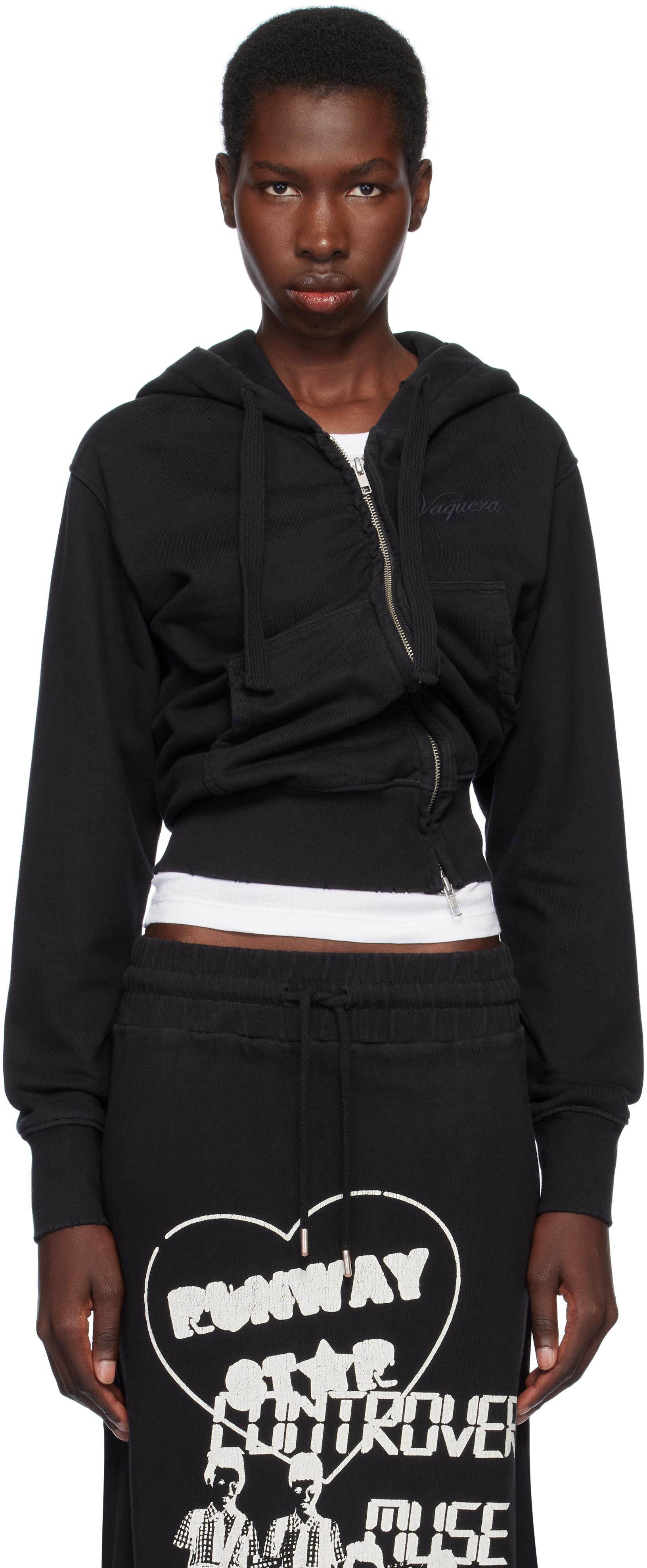 パーカー VAQUERA/ヴァケラ/GIANT HOODIE KNIT レディース メンズ VAQUERA Black Giant Zip Hoodie Vaquera