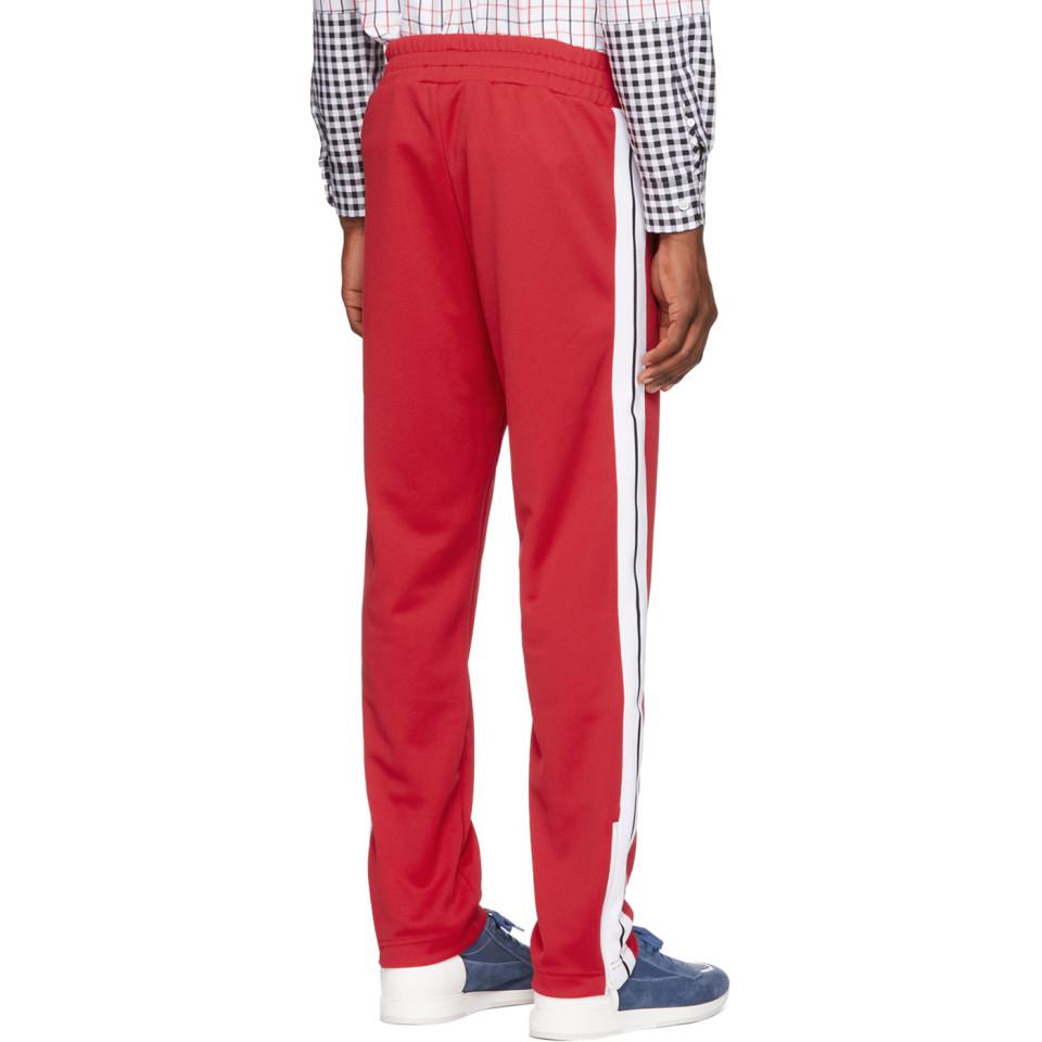 Palm Angels Cotton Side-striped Chenille Track Pants in Red White (Red ...