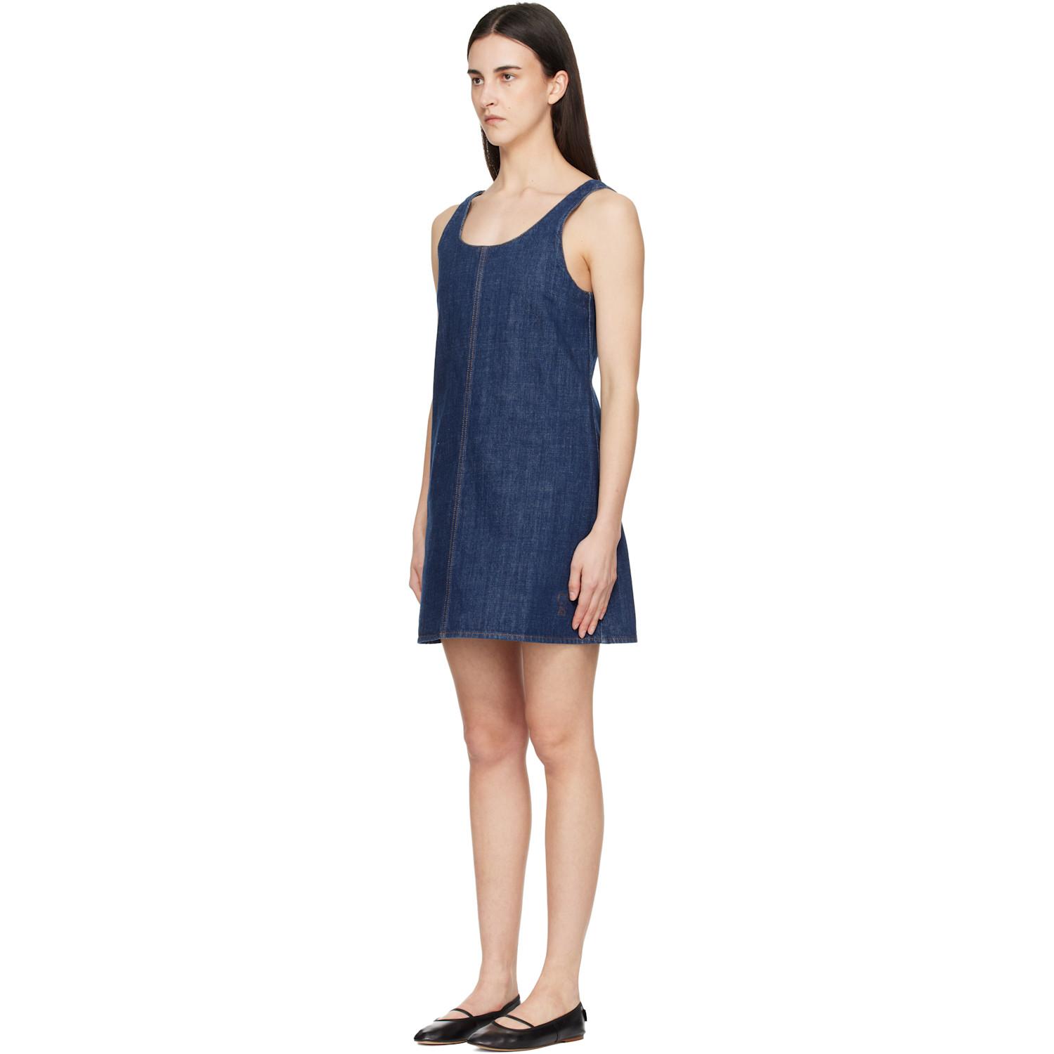 Ami Paris ブルー Cotton Short Strapped デニム ミニワンピース