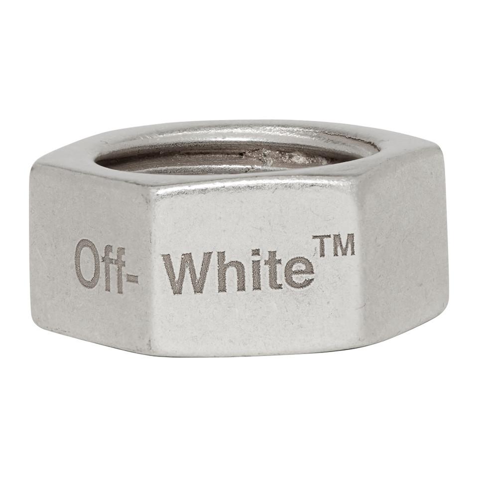 Off-White c/o Virgil Abloh Silver Hex Nut Ring in Metallic for Men | Lyst