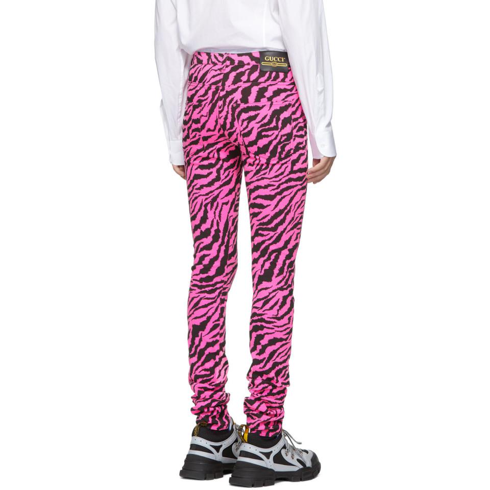 Gucci Denim Pink And Black Zebra Skinny Jeans for Men | Lyst