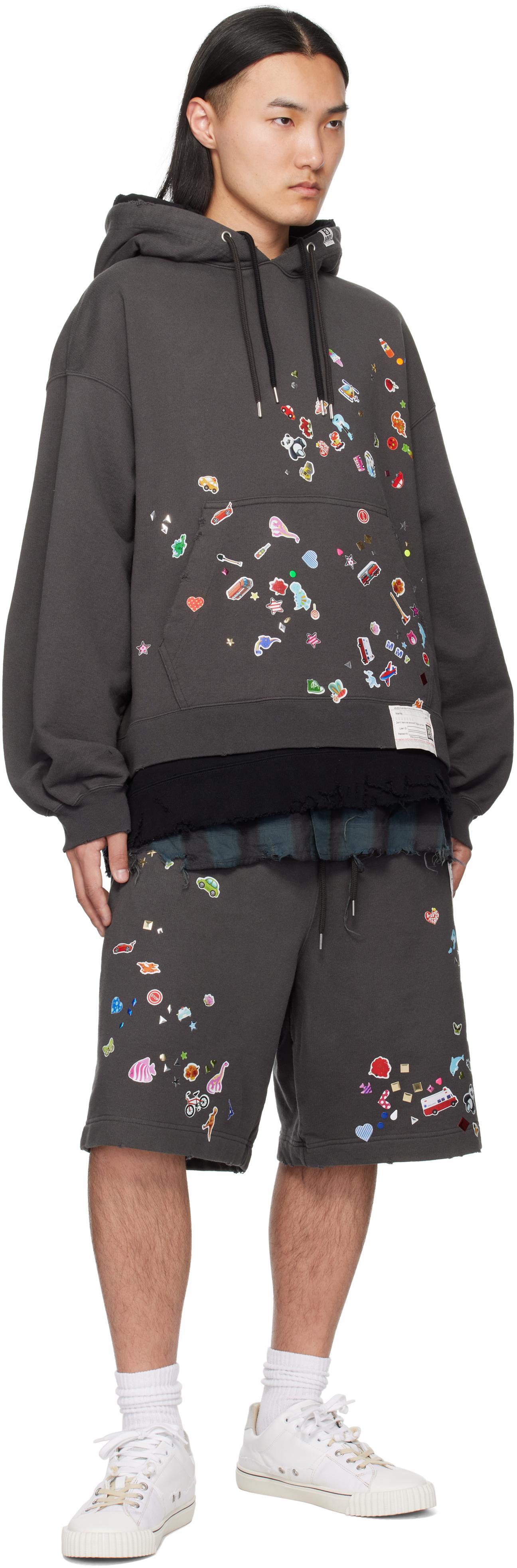 【mihara yasuhiro】Distressed Graffiti Print Hoodie 全２色 Maison MIHARA YASUHIRO Black Distressed Graffiti Print Zip