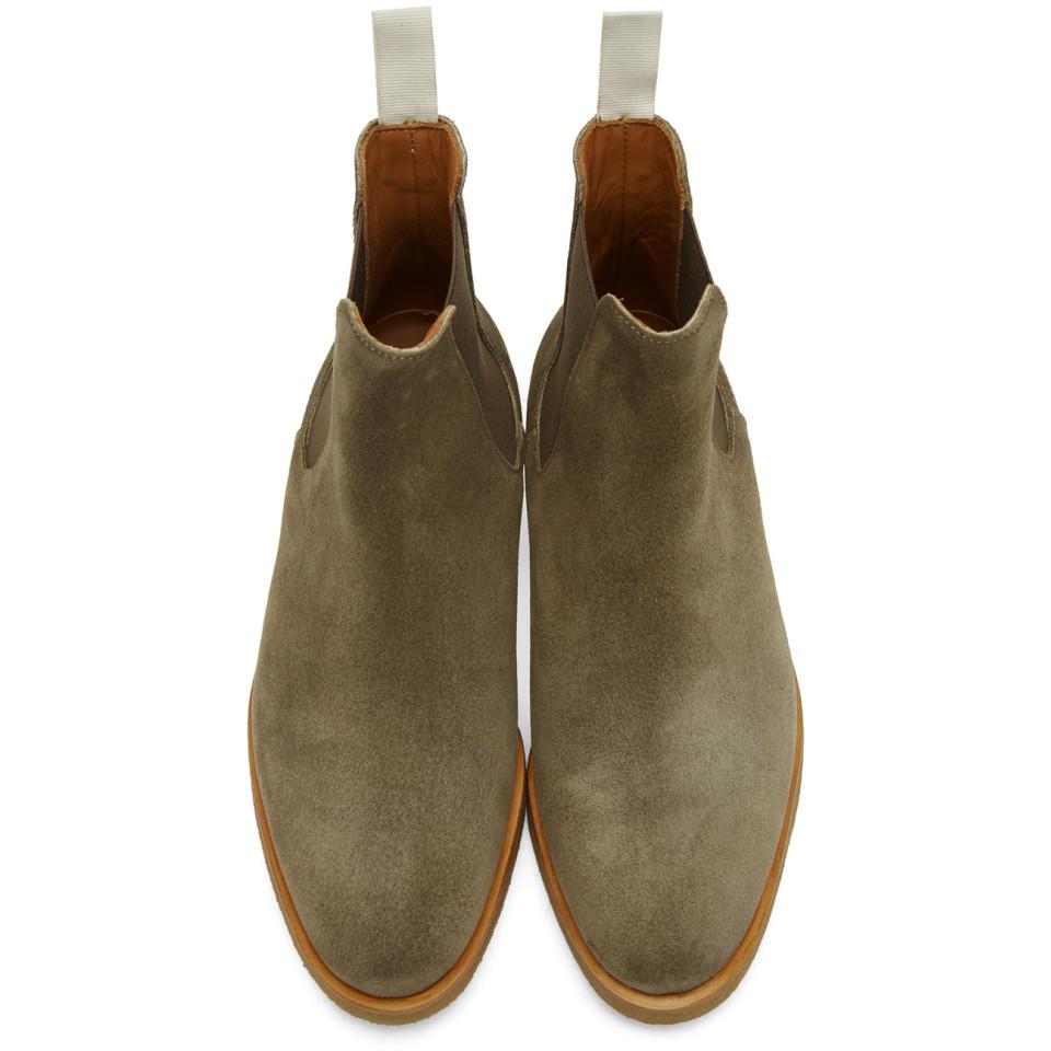 Common Projects Green Waxed Suede Chelsea Boots for Men | Lyst