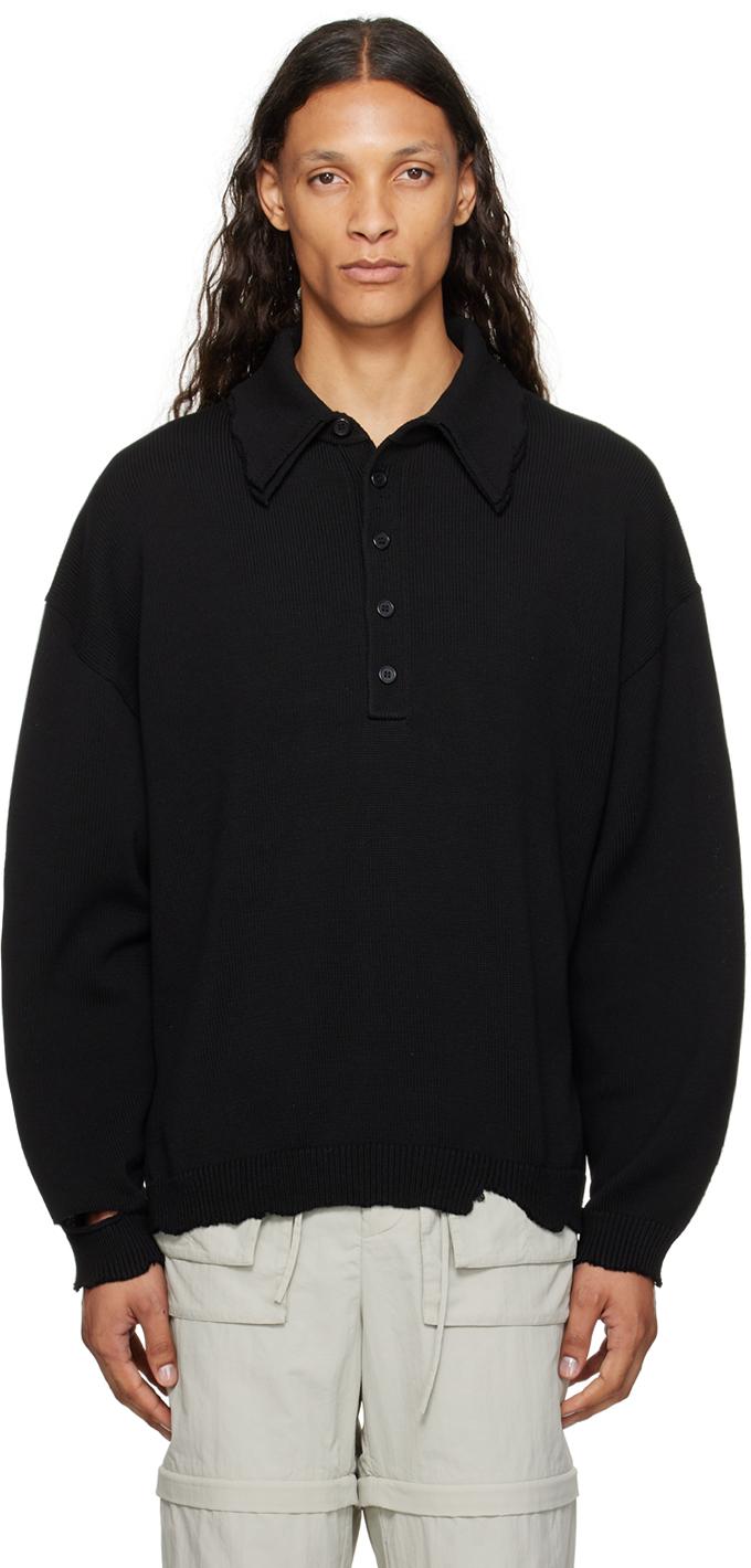 Helmut Lang Distressed Polo in Black for Men Lyst