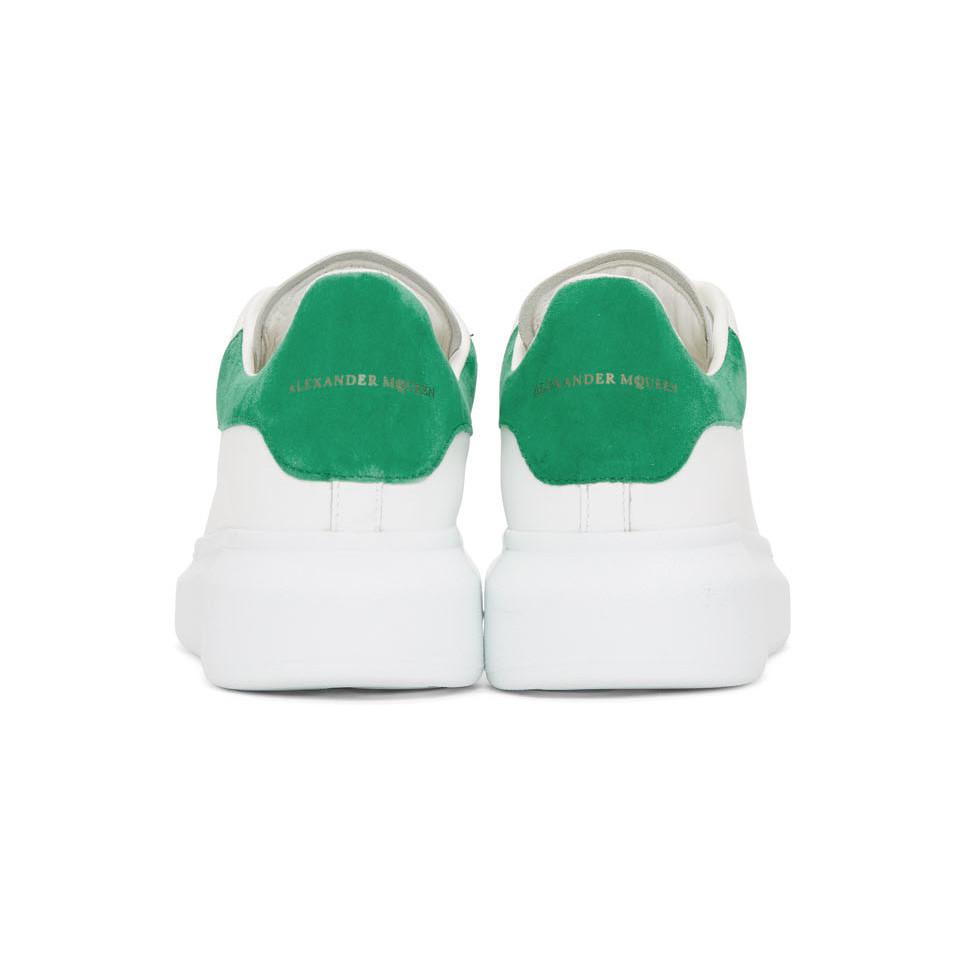 Alexander McQueen Leather White And Green Oversized Sneakers | Lyst