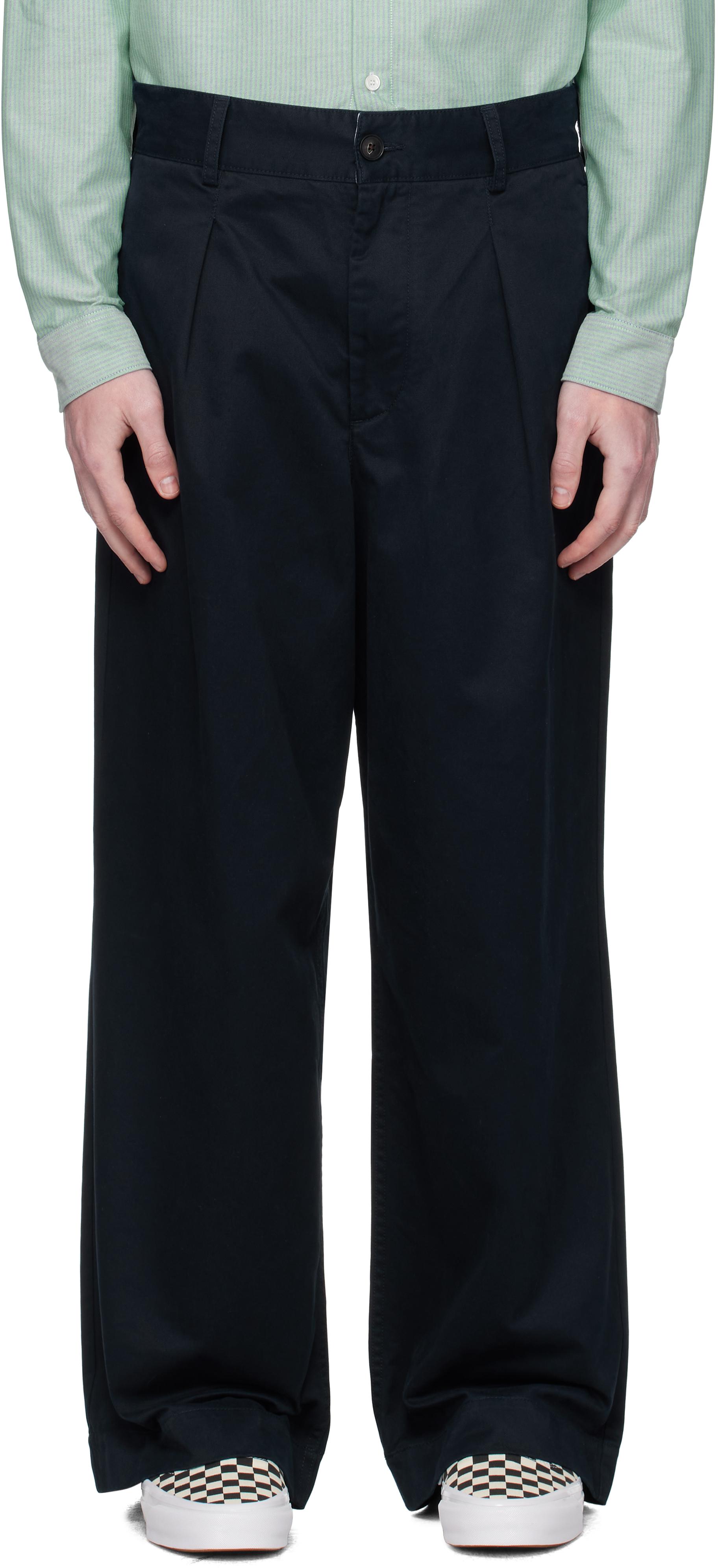 Noah Single-Pleat Baggy Trousers in Black for Men | Lyst UK
