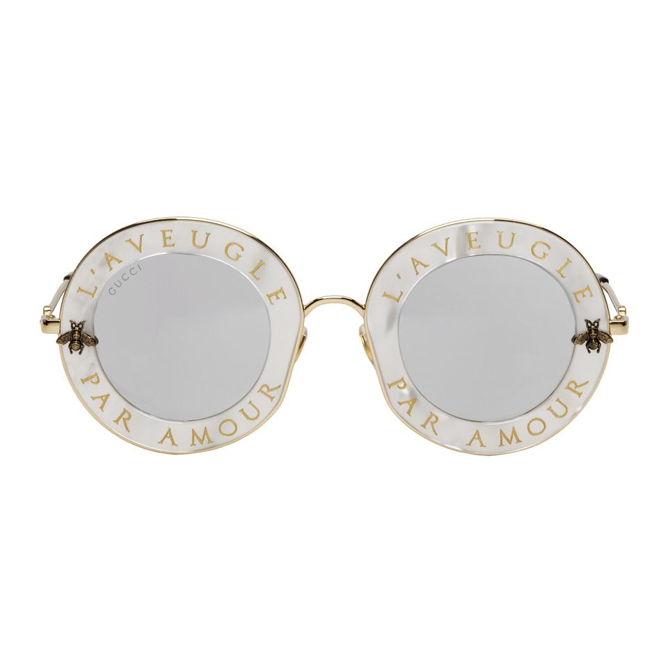 Gucci White Laveugle Par Amour Romantic Sunglasses - Lyst