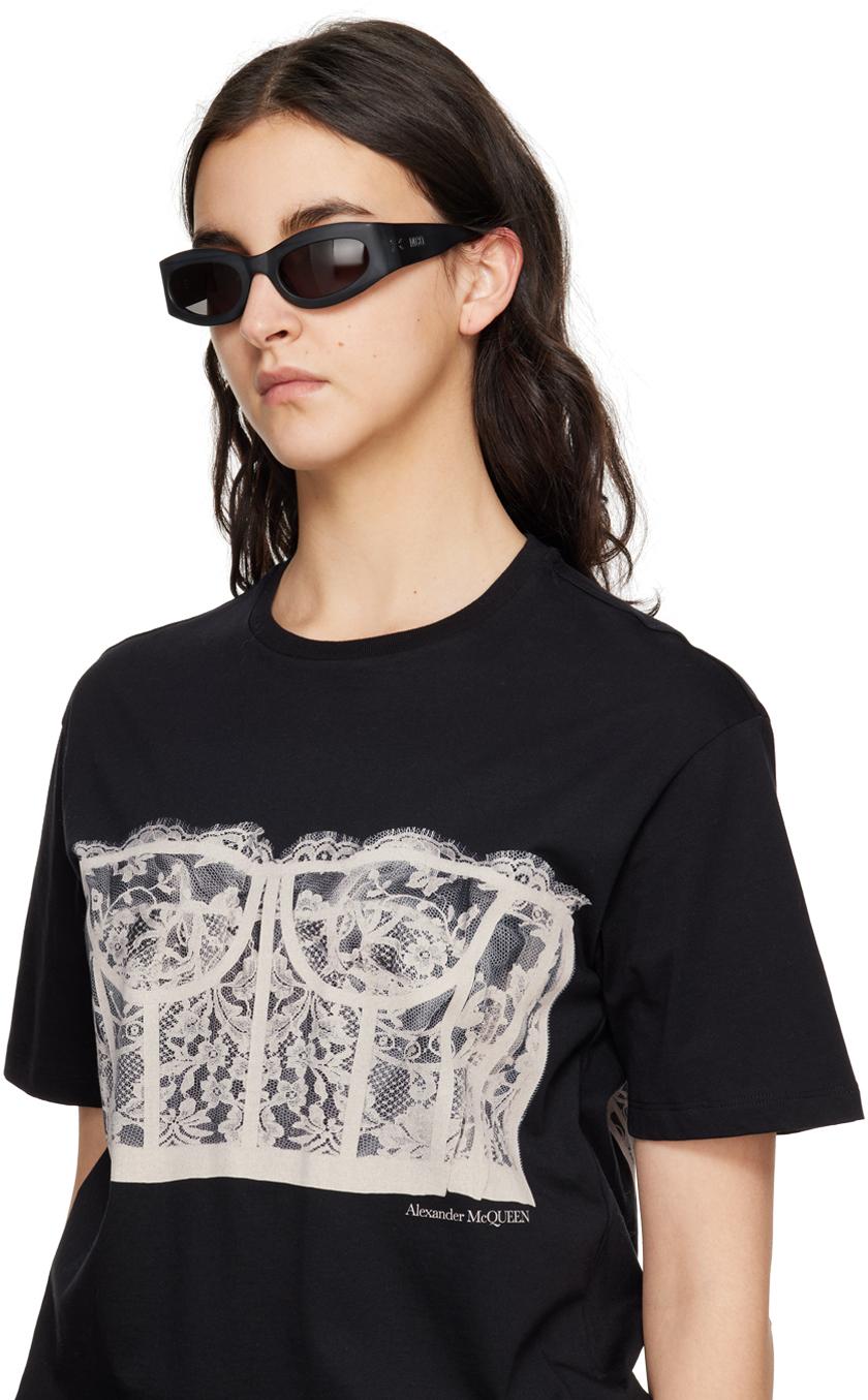 MCQ ブラック ジオメトリック サングラス ジオメトリック フレーム サングラスブラック アセテート